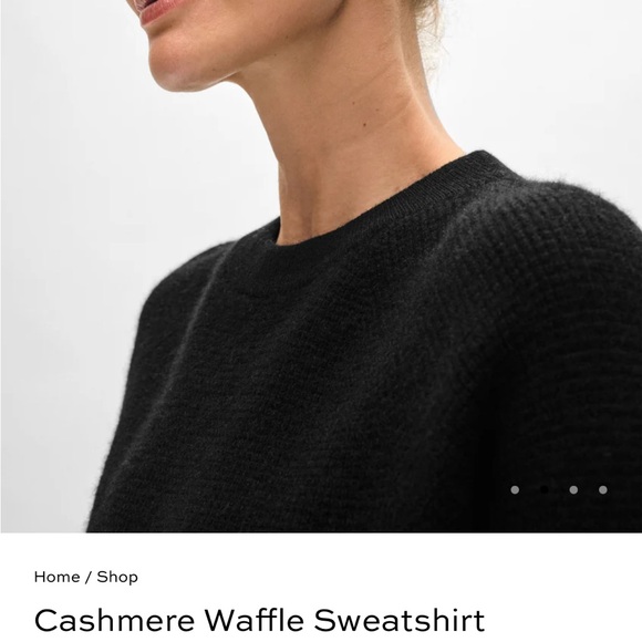 White and Warren Waffle Cashmere sweater in black sz small. Brand new - Picture 3 of 4